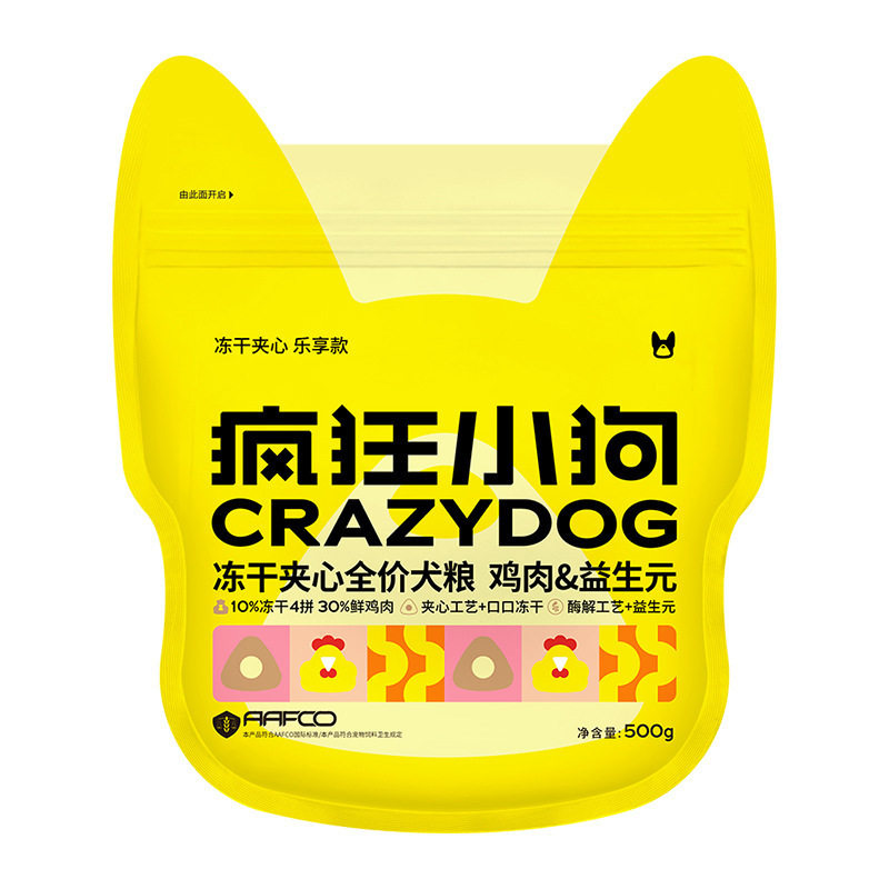 疯狂小狗狗粮冻干夹心鸡肉益生元泰迪比熊柯基中小型犬成犬粮试吃