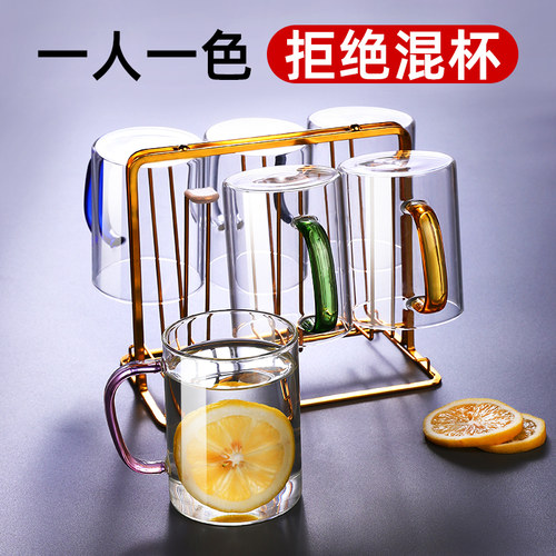耐热简约客厅家用玻璃杯带把