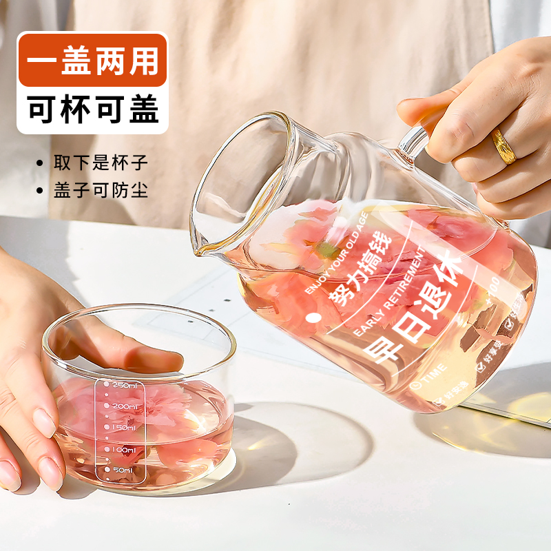 玻璃杯耐高温大容量带盖泡茶杯
