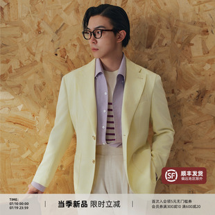【黄色斜纹刺绣单西】PYFZ平驳领轻薄款休闲西装男士夏季新款西服