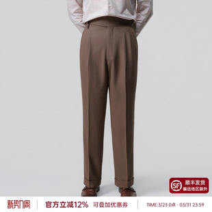 裤 PYFZ休闲西装 子男系扣高级垂感双褶商务直筒裤 廓尔格西裤