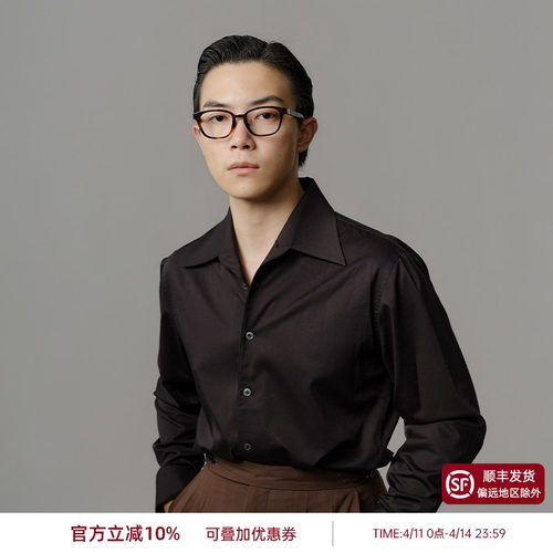 商务休闲黑色长袖衬衫男抗皱衬衣