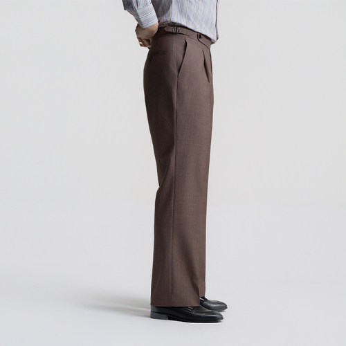 平圆方中直筒犀牛褶工艺男西裤