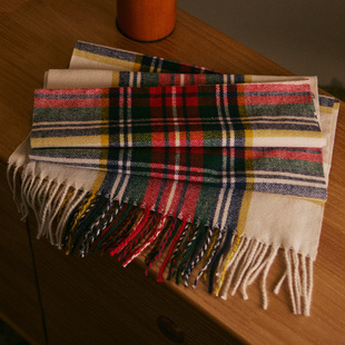 平圆方中 英伦红绿格子围巾男士秋冬季加厚保暖百搭格子条纹围脖