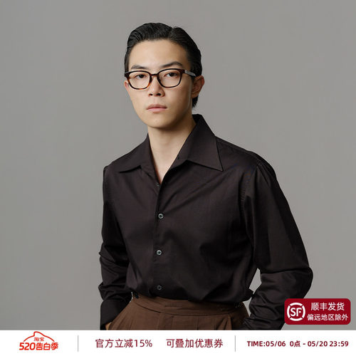 商务休闲黑色长袖衬衫男抗皱衬衣