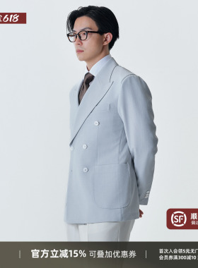 【轻薄软结构】PYFZ西服外套男水迹蓝色商务休闲西装上衣夏季单西