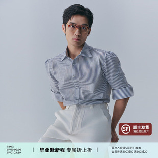【泡泡纱肌理】PYFZ 温莎领超轻条纹长袖衬衫男商务休闲轻薄衬衣