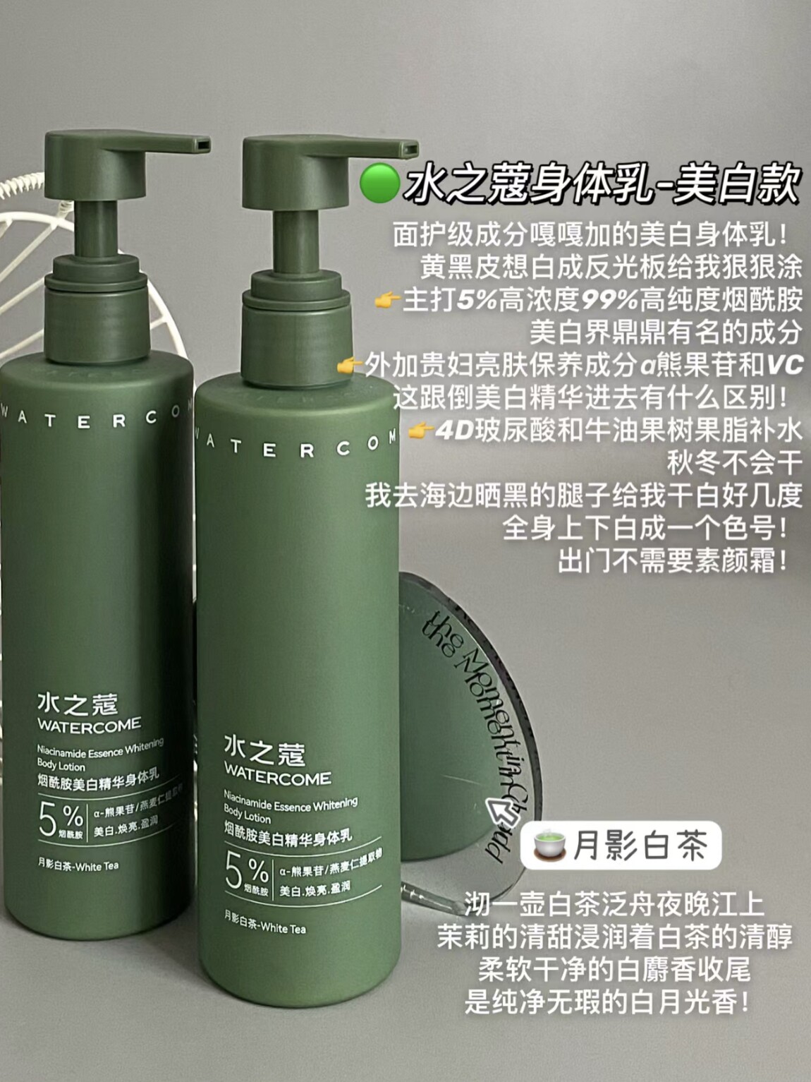 水之蔻美白身体乳果酸烟酰胺滑润肤乳露女士持久留香保湿滋润秋冬