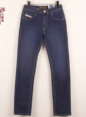 小魔鱼专柜正品337481M04A绣花直脚夏薄微弹潮男大码直筒牛仔长裤