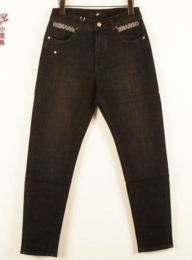 小魔鱼专柜正品337067M01C印花萝卜裤秋冬弹力休闲黑潮流男牛仔裤