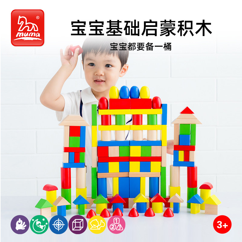 木马智慧彩色大颗粒儿童木制情景积木启智拼装玩具1-2岁宝宝儿童属于什么档次？