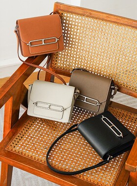 鹿老师｜蜡线手缝 进口牛皮ROULIS猪鼻子包 单肩斜挎小方包豆腐包