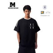 HEOAR短袖 T恤男女国潮美式 高街刺绣纯棉插肩打底衫 MEDM 半袖 上衣