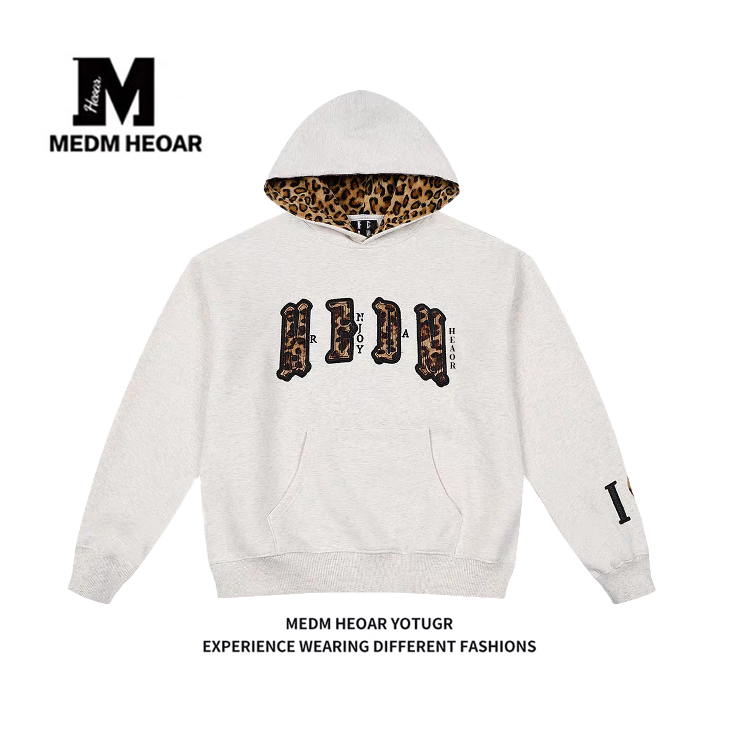 MEDM双层皮毛豹纹连帽卫衣