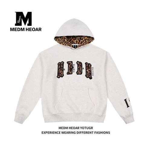 MEDM双层皮毛豹纹连帽卫衣