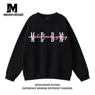 上衣 圆领卫衣男女情侣字母印花纯棉套头长袖 MEDM HEOAR国潮基础款