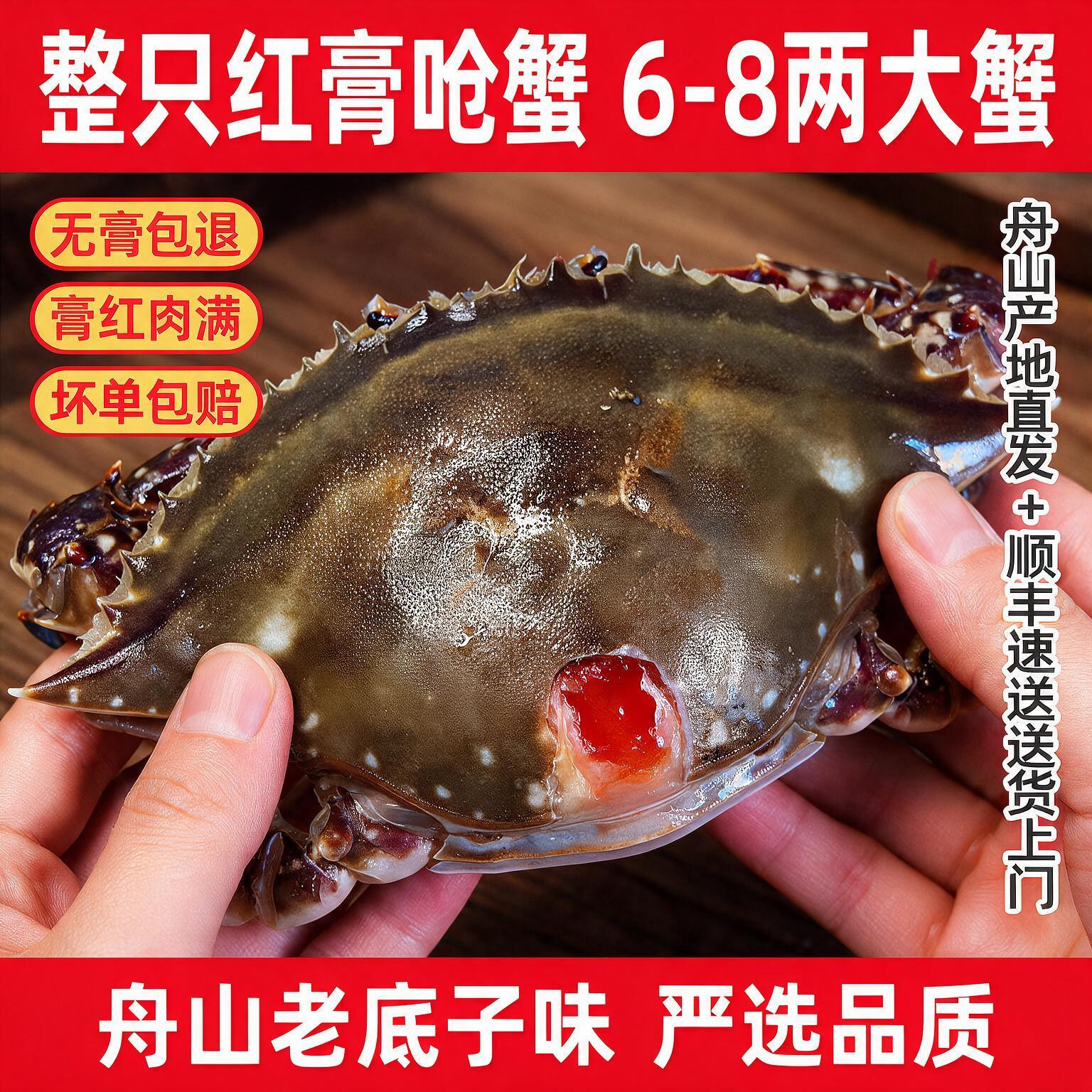 舟山红膏呛蟹整只咸呛蟹梭子蟹母蟹醉蟹酱蟹腌蟹生腌螃蟹特产即食