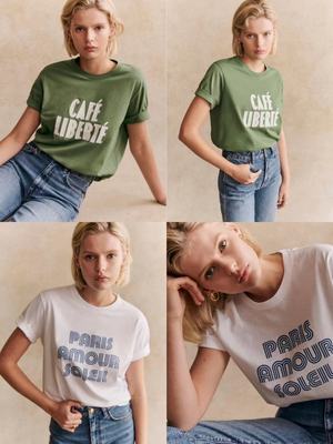 2024年夏季新款sezane女圆领短袖T恤法式复古风穿搭显瘦百搭上衣