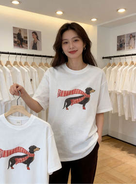 短袖t恤女大版宽松上衣卡通印花