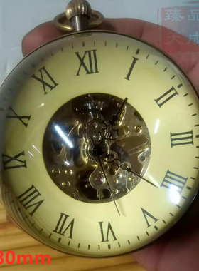 复古上发条玻璃机械座钟水晶球