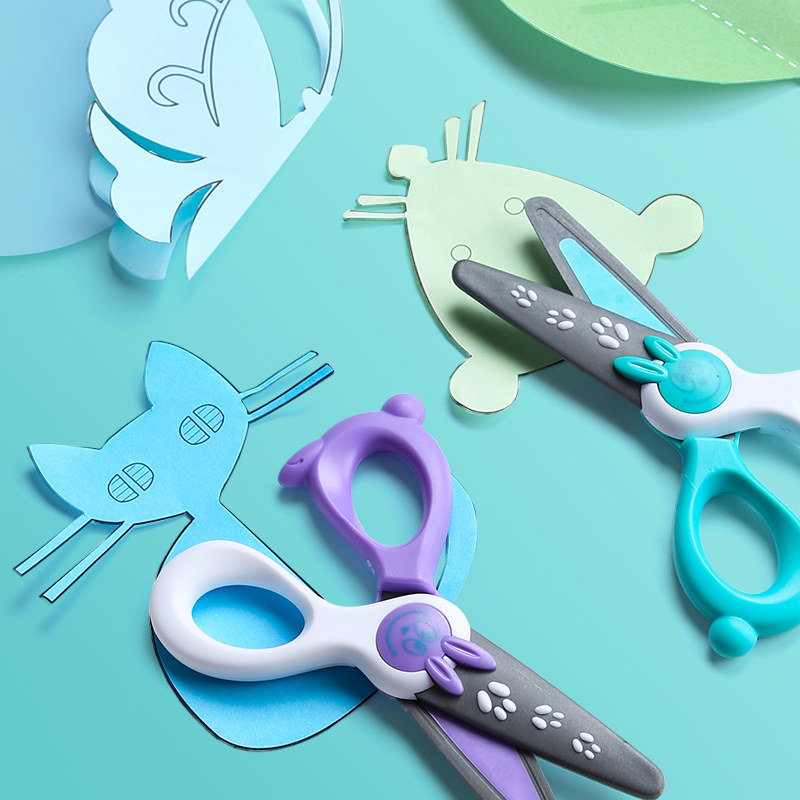 MAPED 어린이 색상 안전 가위 유치원 학생 종이 절단 수제 DIY 스테인레스 스틸 둥근 머리 레이스 가위