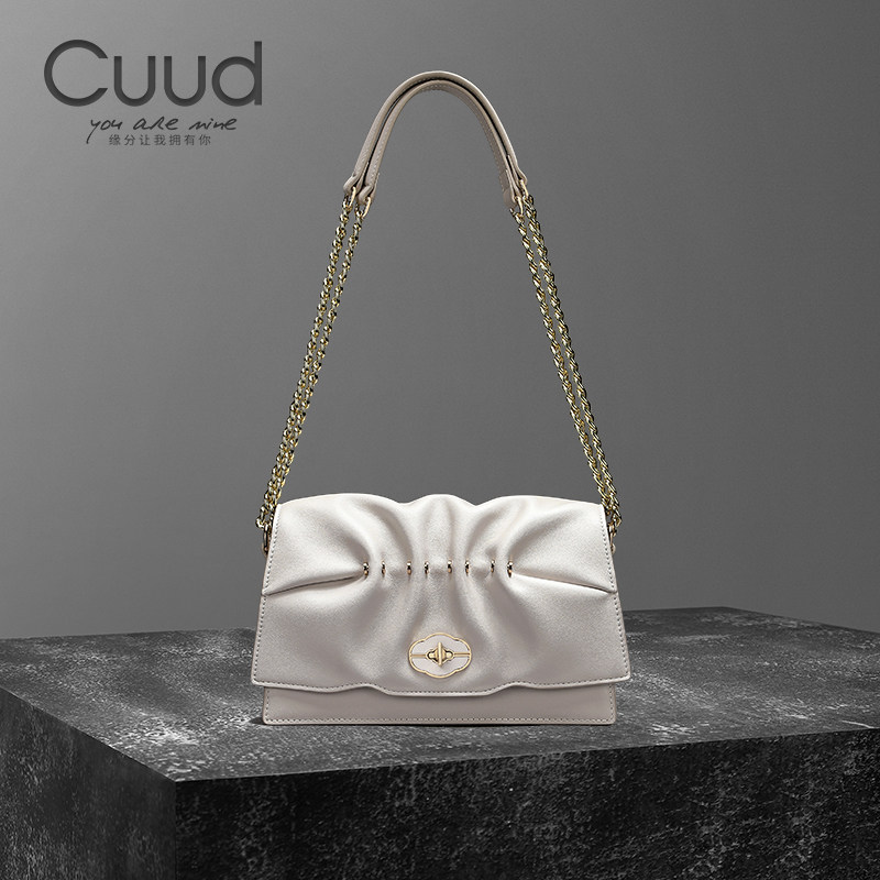 Cuud秋冬褶皱包包女链条斜挎单肩包时尚小众质感女包,箱包皮具/热销女包/男包,小方包,淘宝优惠券,粉丝福利购,淘宝优惠卷