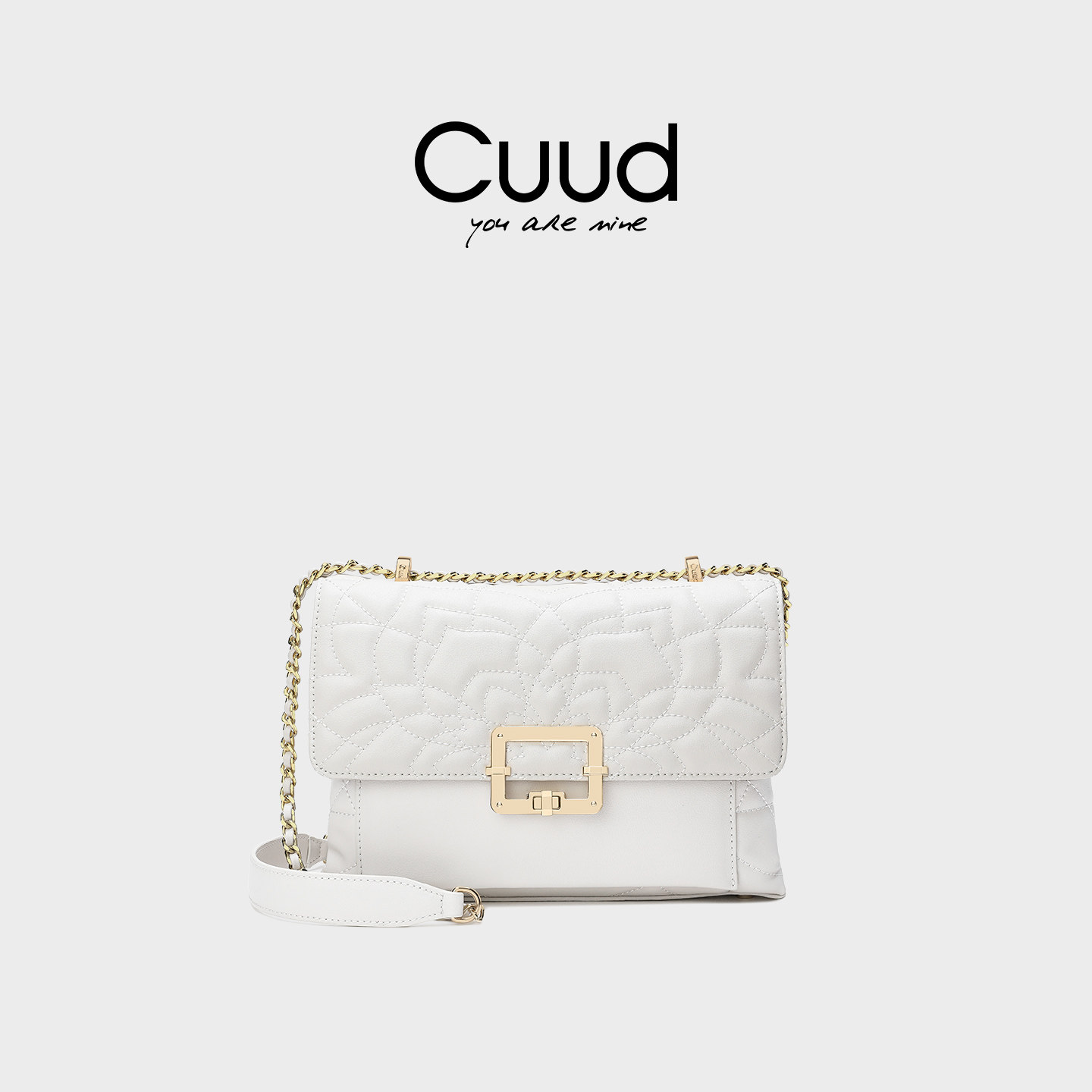 【专柜】Cuud白色包包真皮链条包冬季百搭小方包女单肩腋下斜挎,箱包皮具/热销女包/男包,小方包,淘宝优惠券,粉丝福利购,淘宝优惠卷