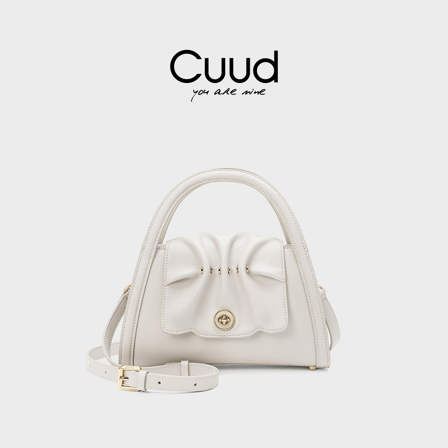 【专柜】Cuud白色云朵包女单肩斜挎小众设计包手提包包女褶皱包