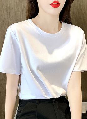 宽松短袖t恤女夏季2024新款韩版纯棉百搭血神体恤洋气半袖上衣女