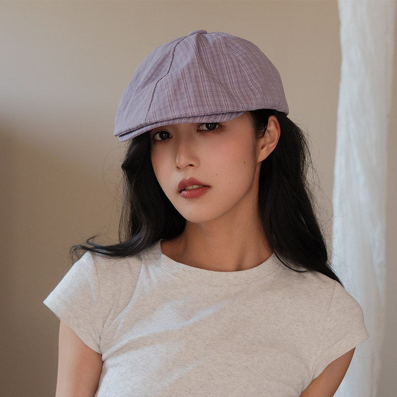 紫粉色系 日系复古前进帽女夏百搭显脸小薄款透气鸭舌帽贝雷帽子