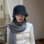 柔軟」山本风层层褶皱亚麻渔夫帽暗黑小众显脸小盆帽水桶帽男女潮