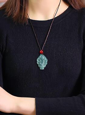 Gatif卡缇扶 ins小众个性狐仙九尾狐天然翡翠吊坠玉石毛衣链