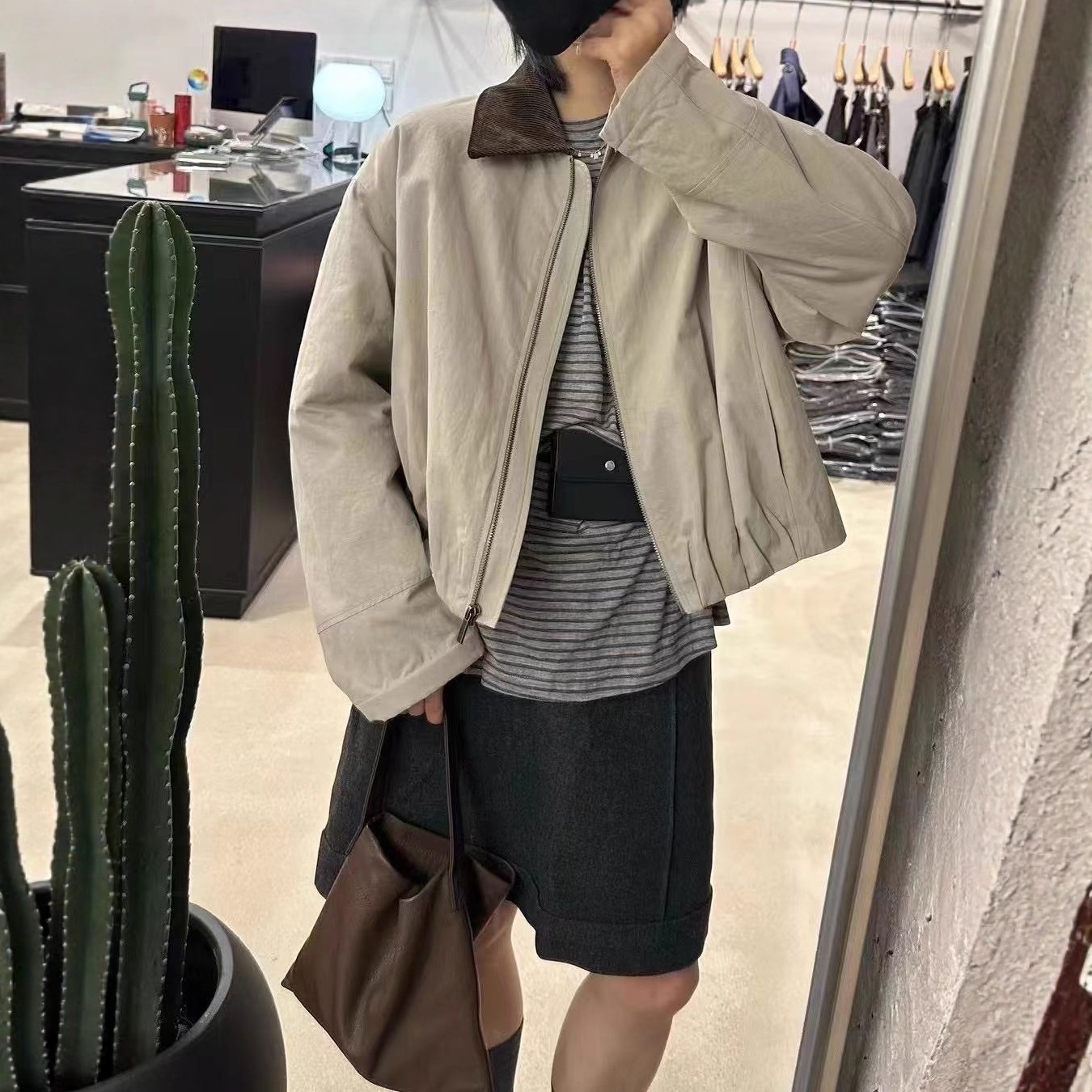 时尚宽松休闲百搭翻领羊毛短外套