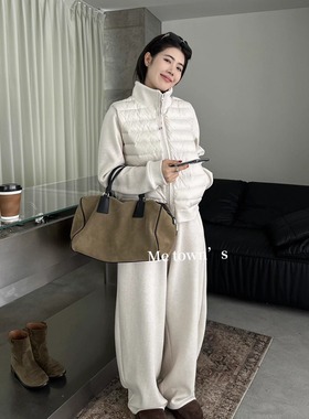 Me town's韩版宽松休闲保暖假两件羽绒服+松紧腰阔腿裤套装女6521