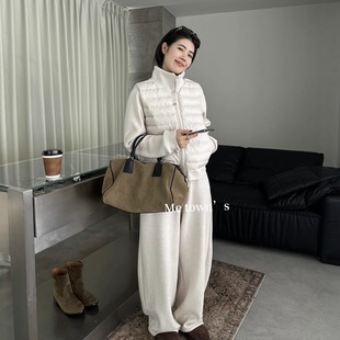 Me town's韩版宽松休闲保暖假两件羽绒服+松紧腰阔腿裤套装女6521