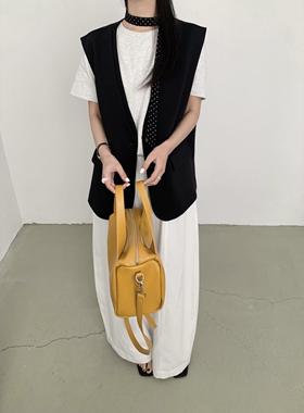 LIER 1758欧洲站2026春季新款气质V领两粒扣波点飘带西装马甲外套