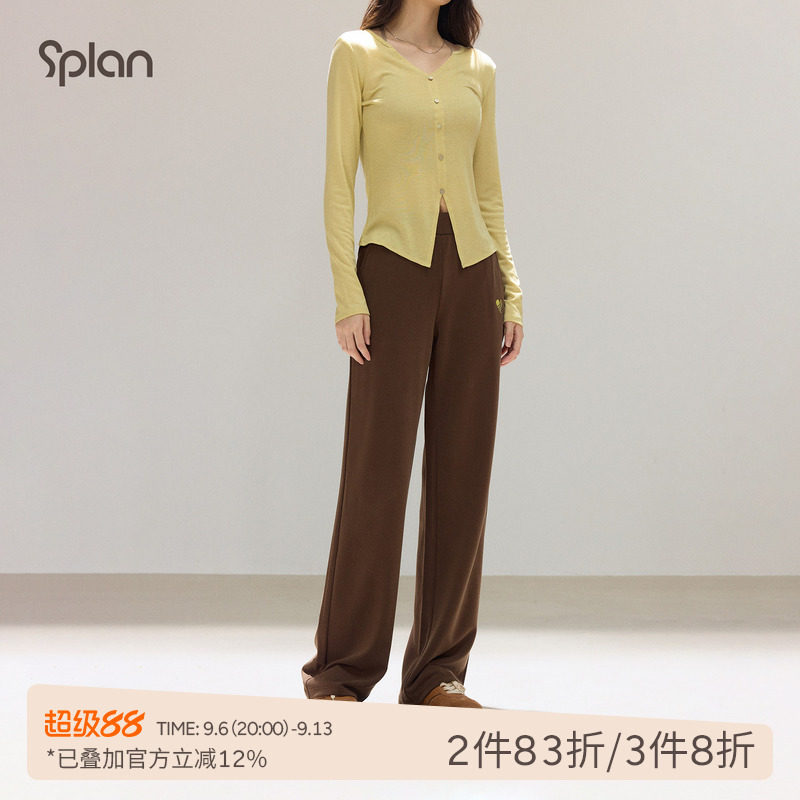 SPLAN轻运动慵懒风垂感阔腿裤直筒宽松休闲长裤吸湿抗皱通勤百搭图片