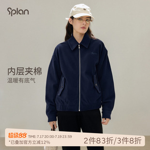 SPLAN轻运动户外休闲灯芯绒宽松外套保暖开衫翻领秋冬长袖卫衣女