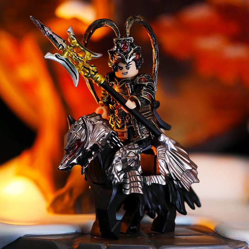 三国战损版赵云吕布黑甲五虎将男孩玩具人仔第三方积木适用于乐高