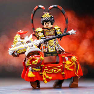 三国吕布吕奉先赤兔战马盔甲古代第三方益智拼装积木人仔MOC玩具
