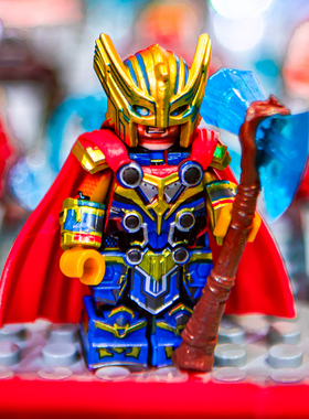 国产MOC雷神4爱与雷霆山羊船女雷神简漫威人仔玩具积木76208洛基