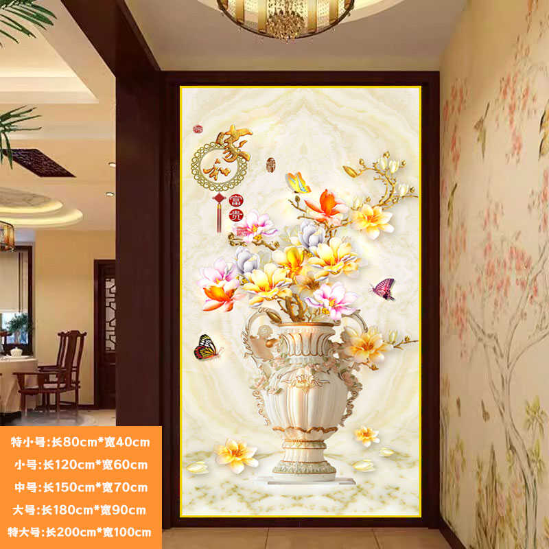 花瓶玄关3D立体过道壁纸