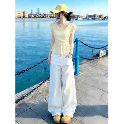 巨好看独特漂亮绝美套装2026夏季新款设计感减龄上衣牛仔裤两件套