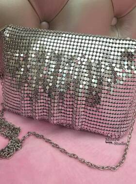 2025款亮片晚宴包萌萌哒手拎手拿袋流苏铝片手包链条包斜挎单肩包