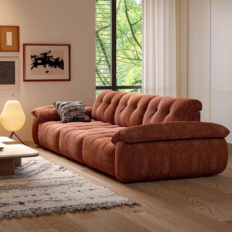 新款现代意式极简约沙发客厅高靠背可前后调节雪尼尔布艺云漫沙发