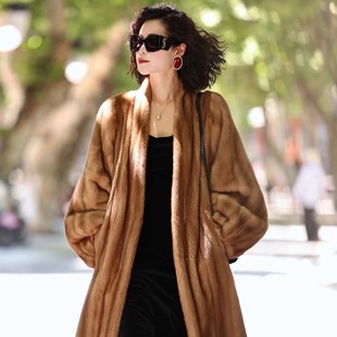 外套730｜衣长130 稀有艳红啡全抽刀进口水貂皮草长款 气场女王