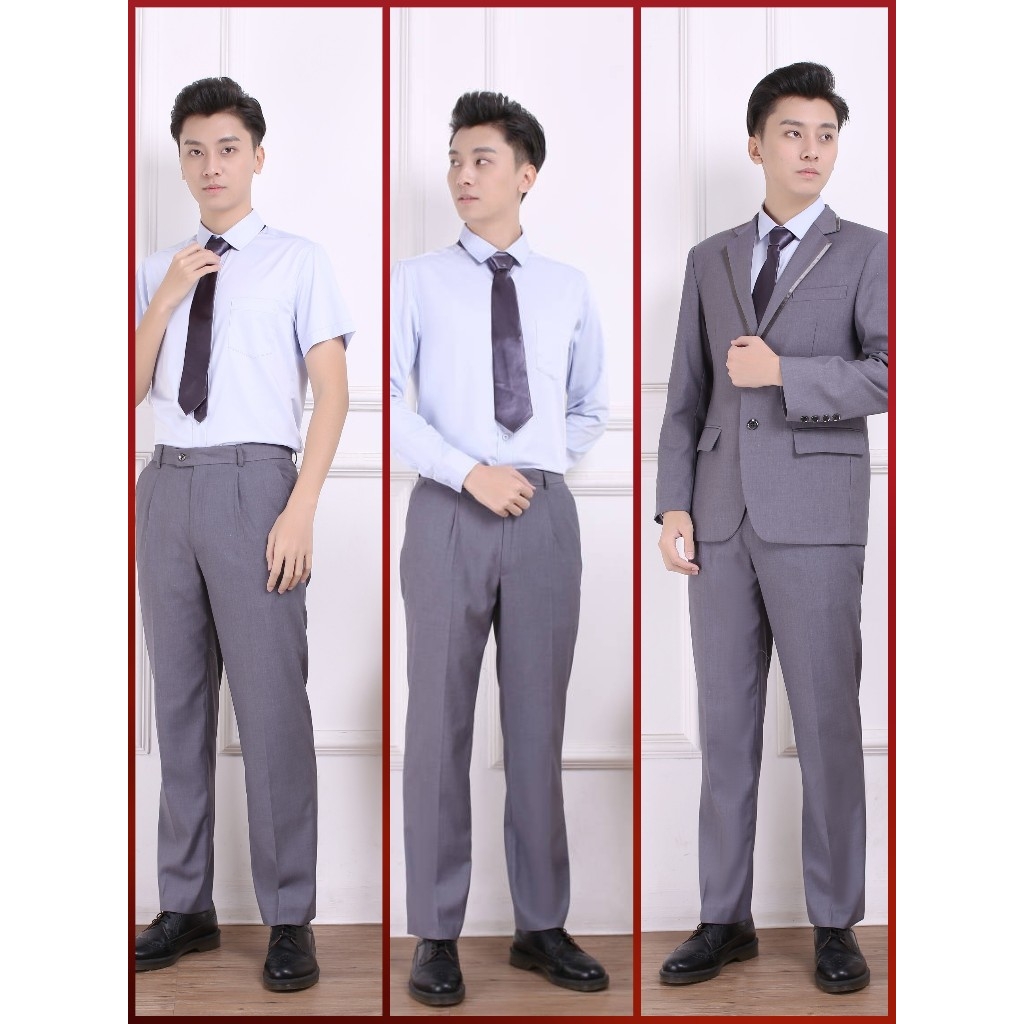 修身灰色营业员西装工作服