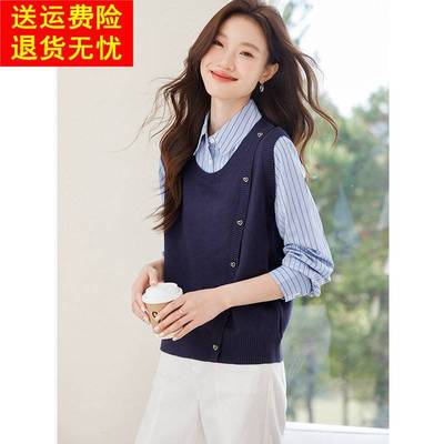 假两件针织马甲拼接衬衫女装2025春季新款超好看独特漂亮短款上衣