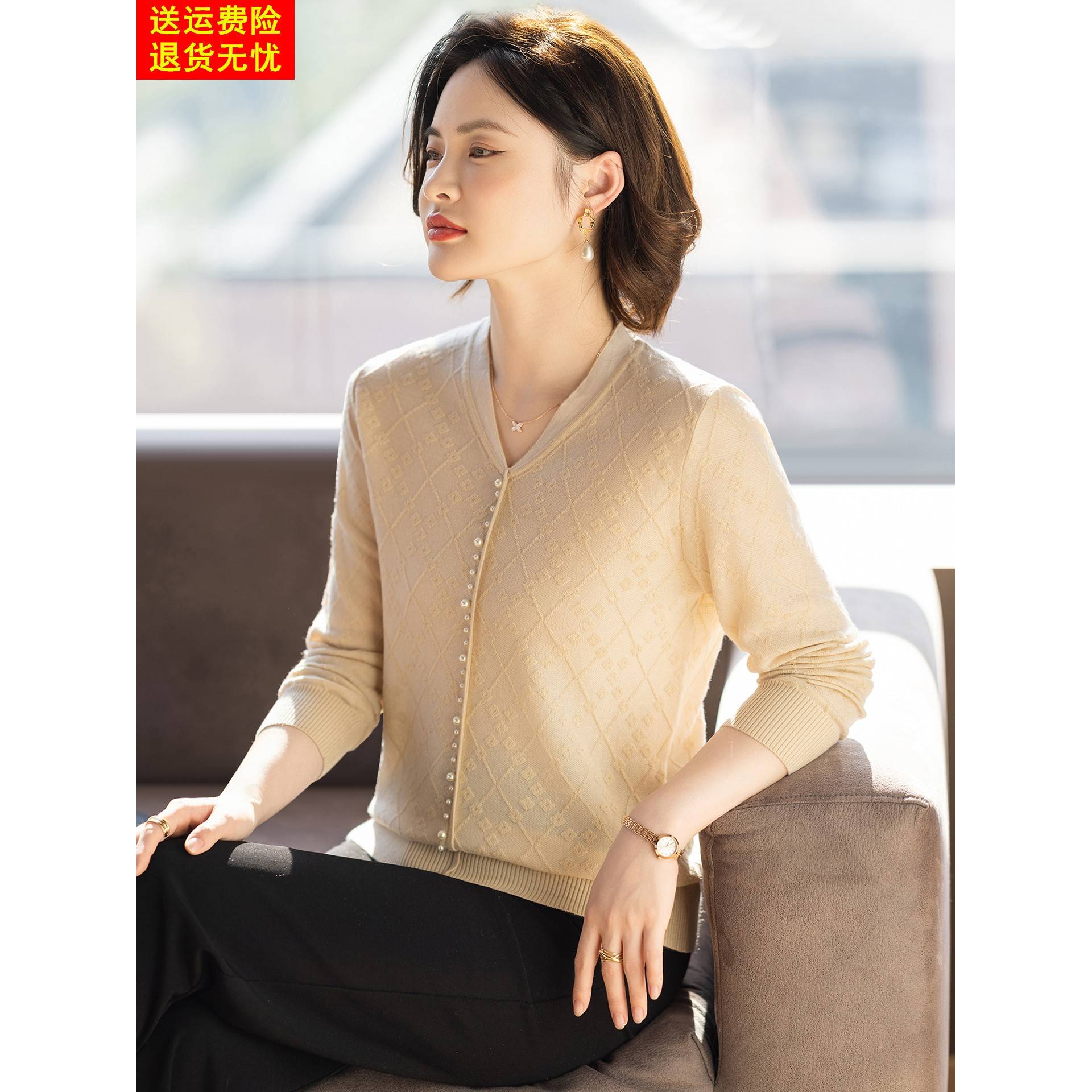 中年妈妈五十多岁洋气套装新款秋装宽松上衣服中老年女春秋季t恤
