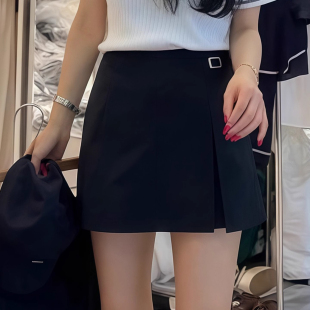 短裤 宽松显瘦韩版 裙 女高腰开叉短裙半身裙春秋2025新款 不规则裙裤